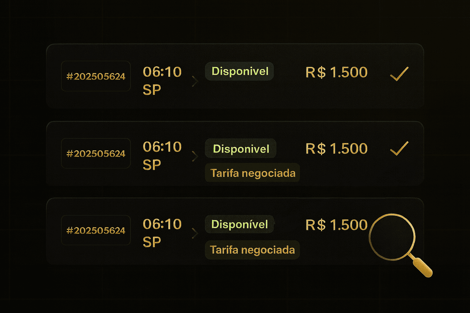Dashboard com análise de tarifas e rotas